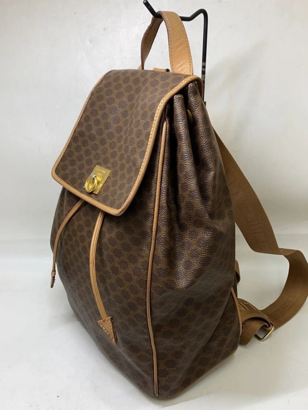 CELINE Logo Macadam Pattern Backpack Bag Brown - Picture 2 of 11